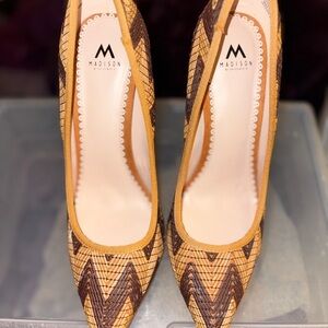 Madison Tan and Brown Patterned Heels